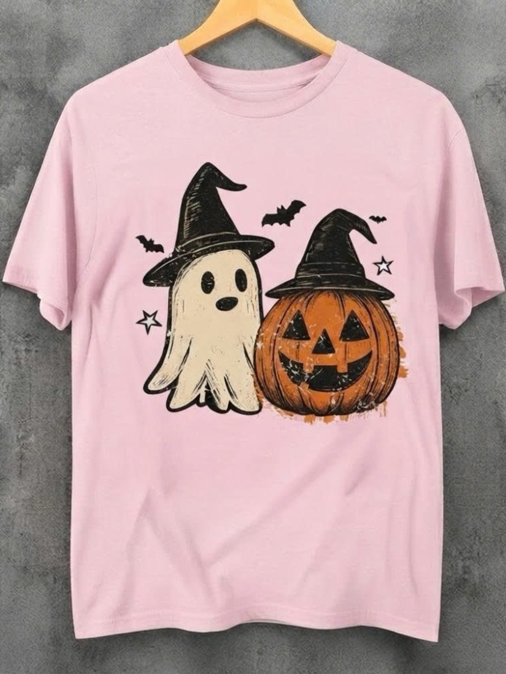 Kids Pink Halloween Ghost & Pumpkin Costume Tee